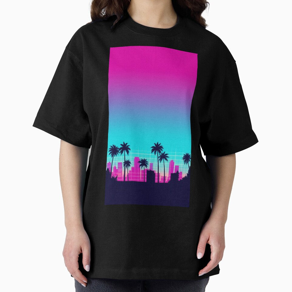 Cyber Sunset Cruise | VHS Vaporwave Landscape Art by Esterlane