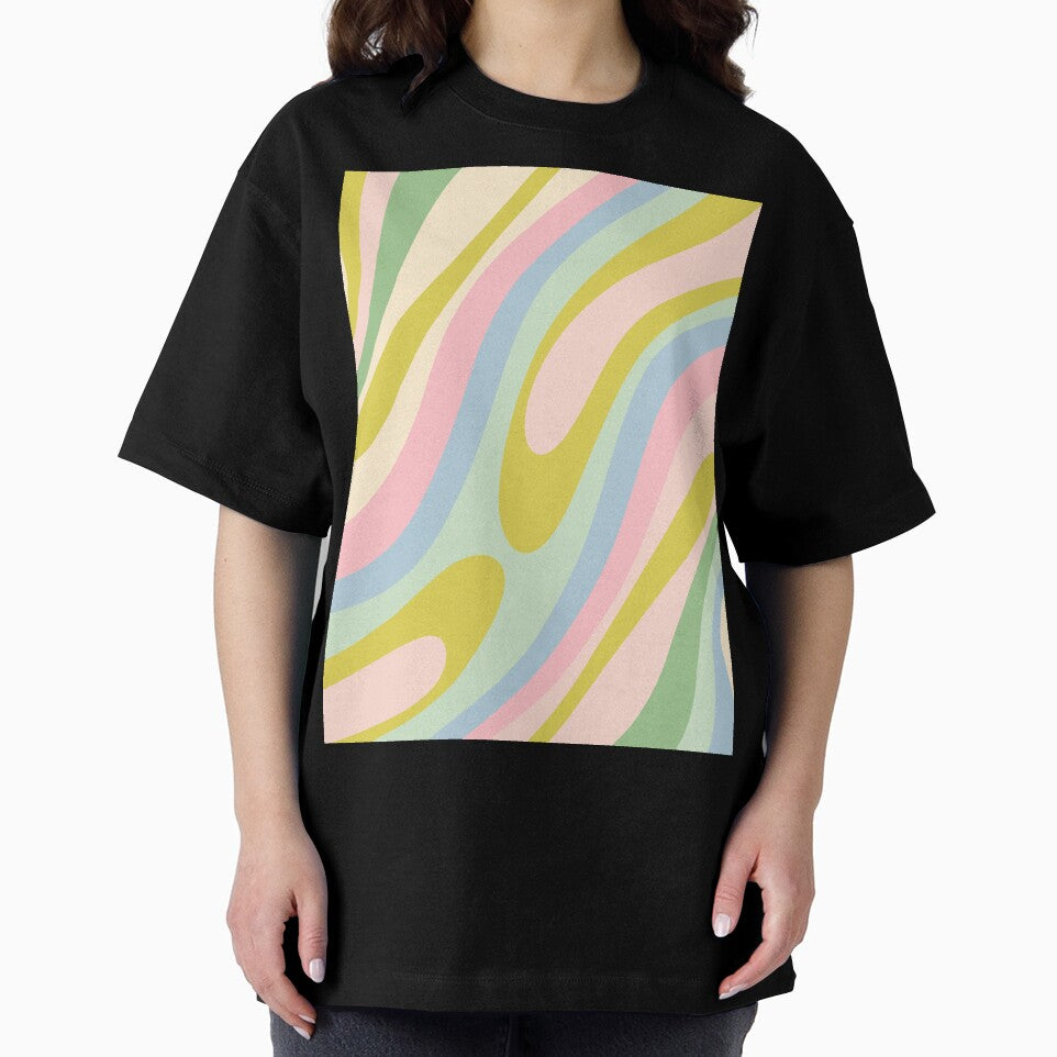 Wavy Loops Retro Abstract Pattern Pastel Pink Blue Green Chartreuse by kierkegaard