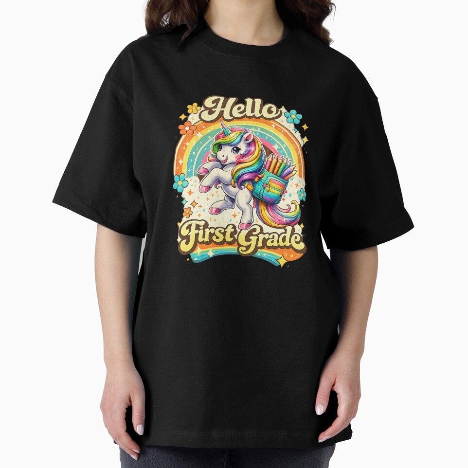 Hello 1st Grade Back to School Unicorn Teacher Kids Girls by QuiteOrbit