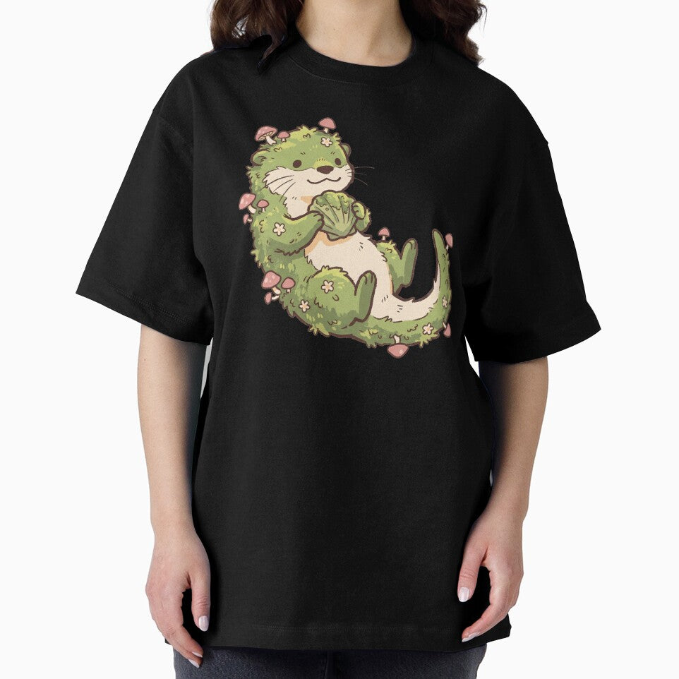 Mossy Otter Cute Green Botanical Animal with Mushrooms and Shell by Magnificent Lizard