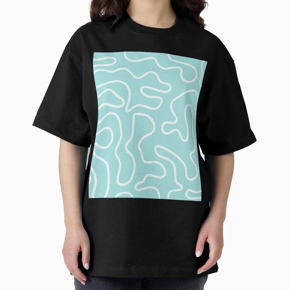 Squiggle Maze Abstract Pattern in Aqua Teal Pastel by kierkegaard