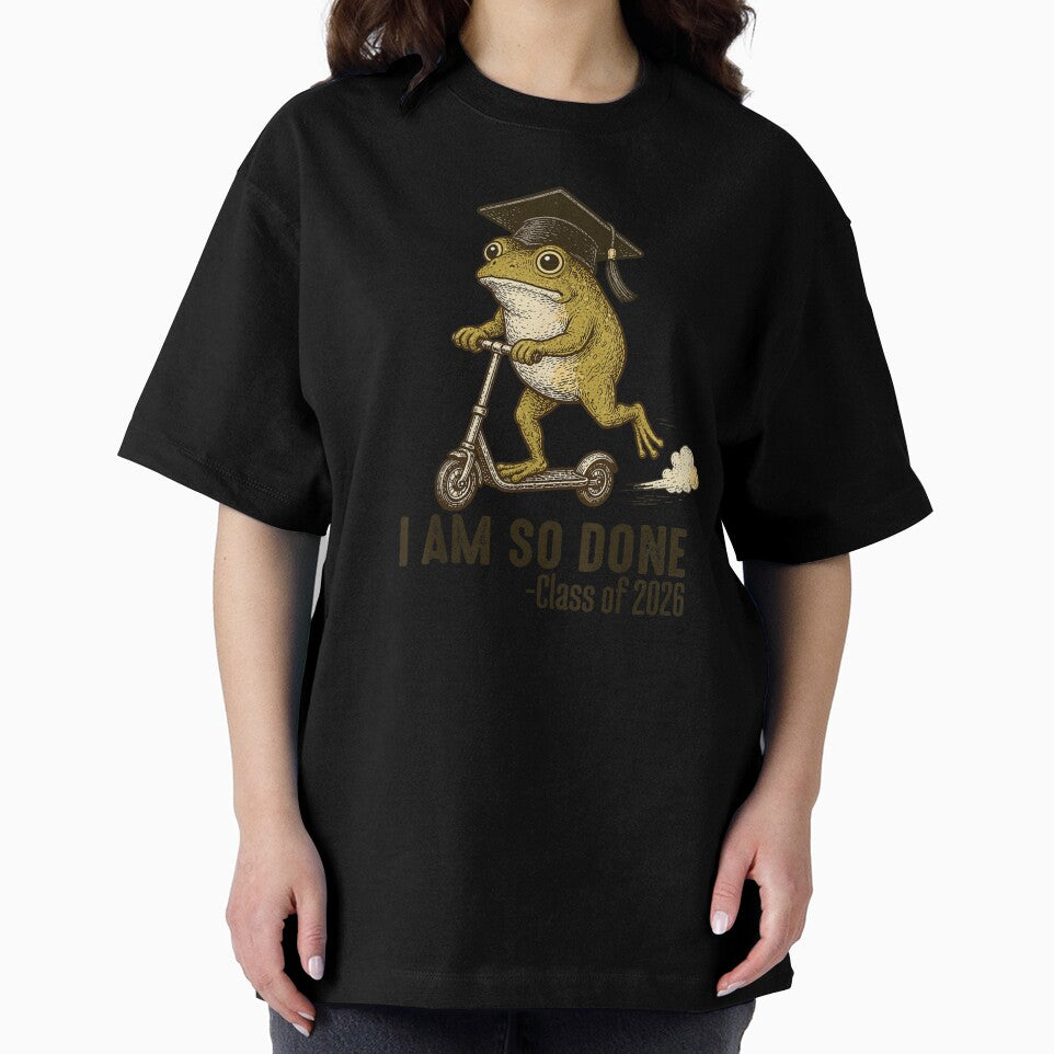 I Am So Done Class Of 2026 Graduation Frog On Scooter by Daisy Grimes
