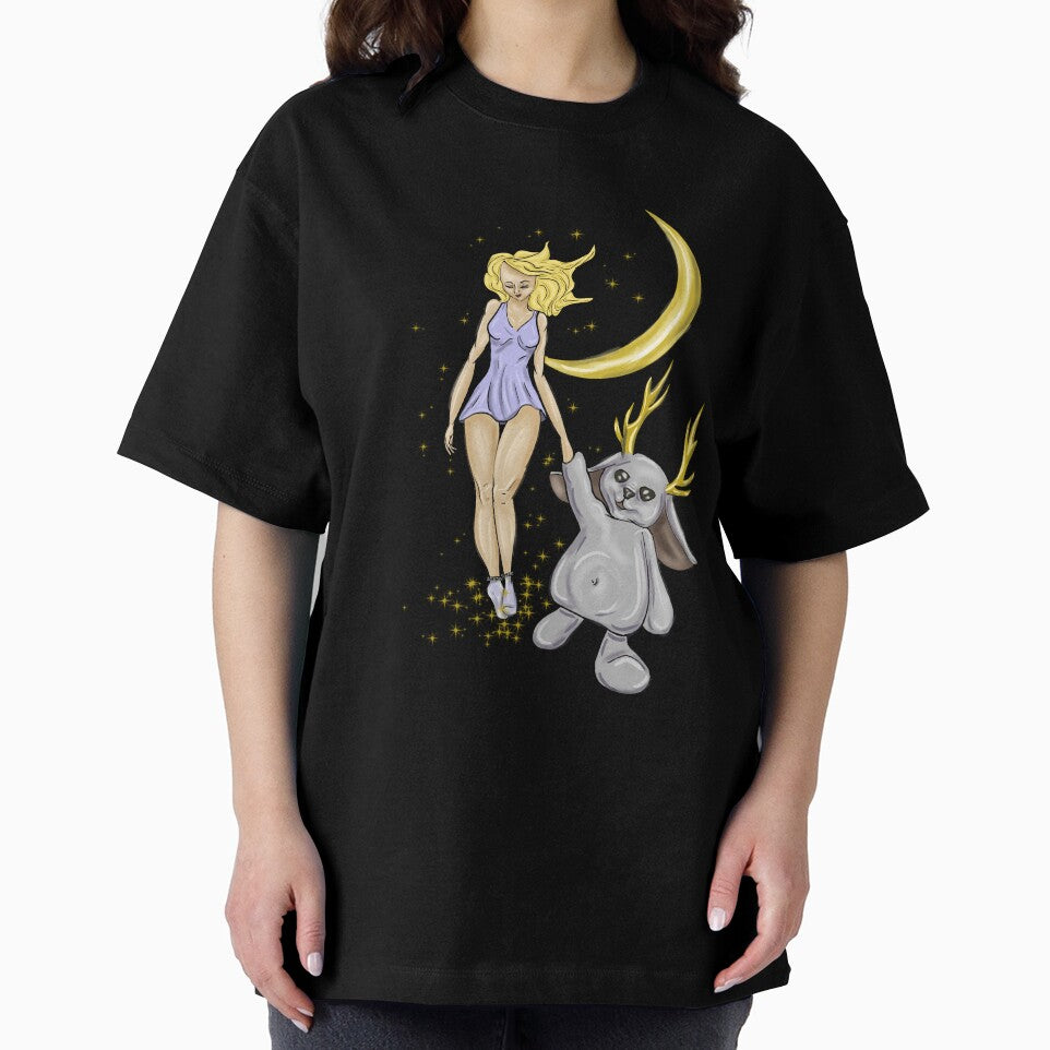 Moonlit Dream – Floating Girl and Spirit Companion by Kmaciulyte94