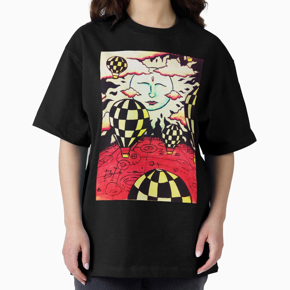 Lunar Voyager - Checkered Hot Air Balloons Over Esoteric Red Landscape by Odd shloox