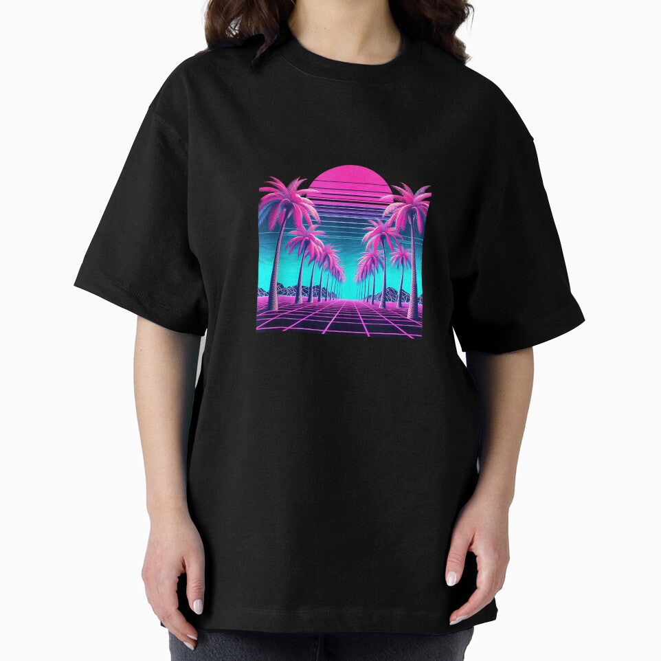 Retro 80s Vaporwave Synthwave Palm Tree Sunset Aesthetic Tank Top by Othinus
