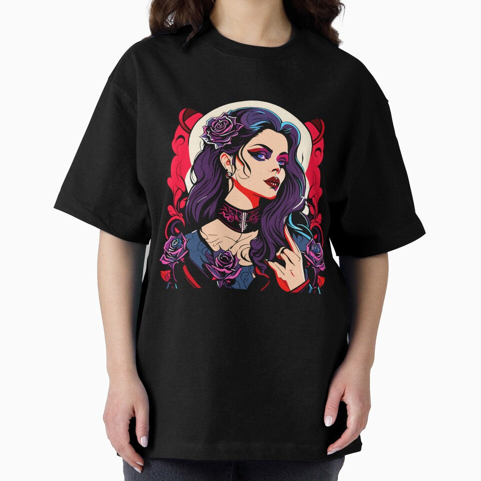 Gothic Beauty Girl with Purple Roses – Dark Romantic Art by bgrzblkdigital