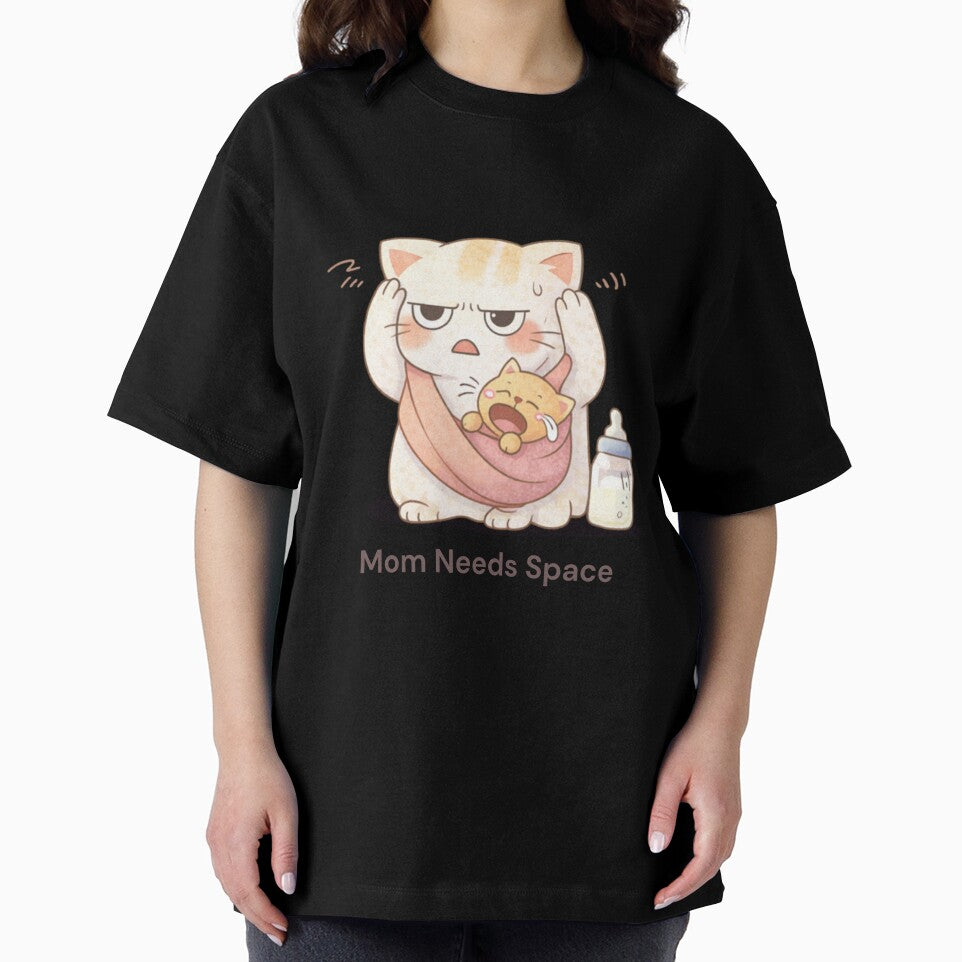 Mom Needs Space Cat | Cute Kawaii Aesthetic | Relatable Motherhood Stress Design by The Mood Index
