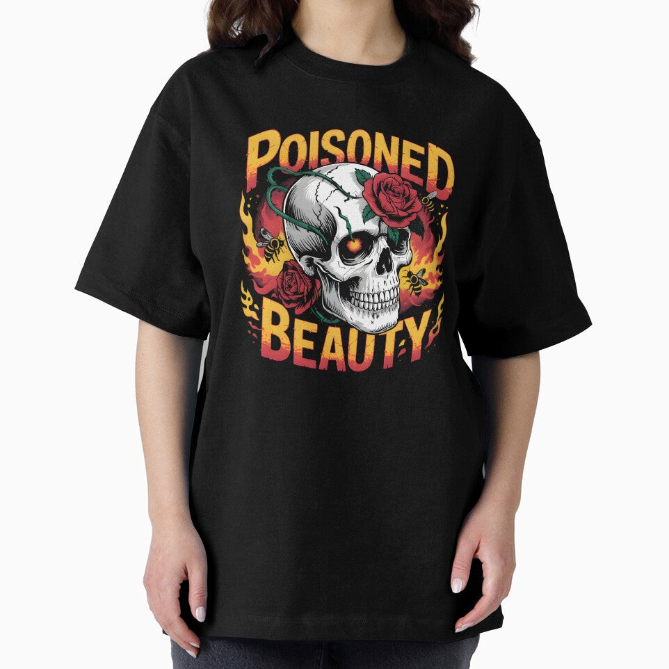 Poisoned Beauty – Dark Aesthetic Floral Skull T-Shirt by T3goods