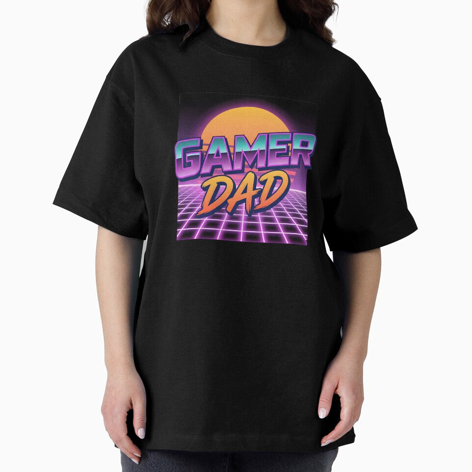Gamer Dad - Vintage Vaporwave Sunset & Grid by Kalit Designs