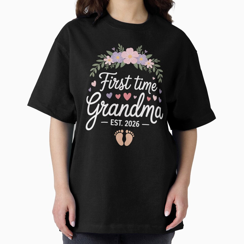 First Time Grandma Est. 2026 | Floral Baby Announcement Design by Gogetgiggles