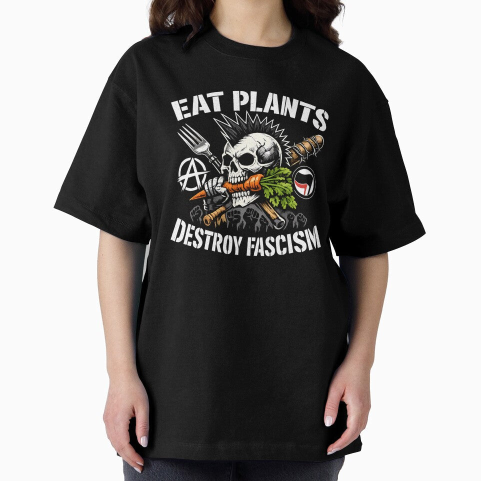 Eat Plants Destroy Fascism Vegan Punk by Cat-butt-shirts