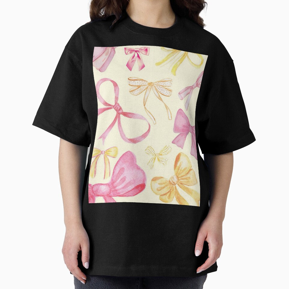 Yellow Pink Bow Coquette Abstract Print Cute Soft by DALdesignstore