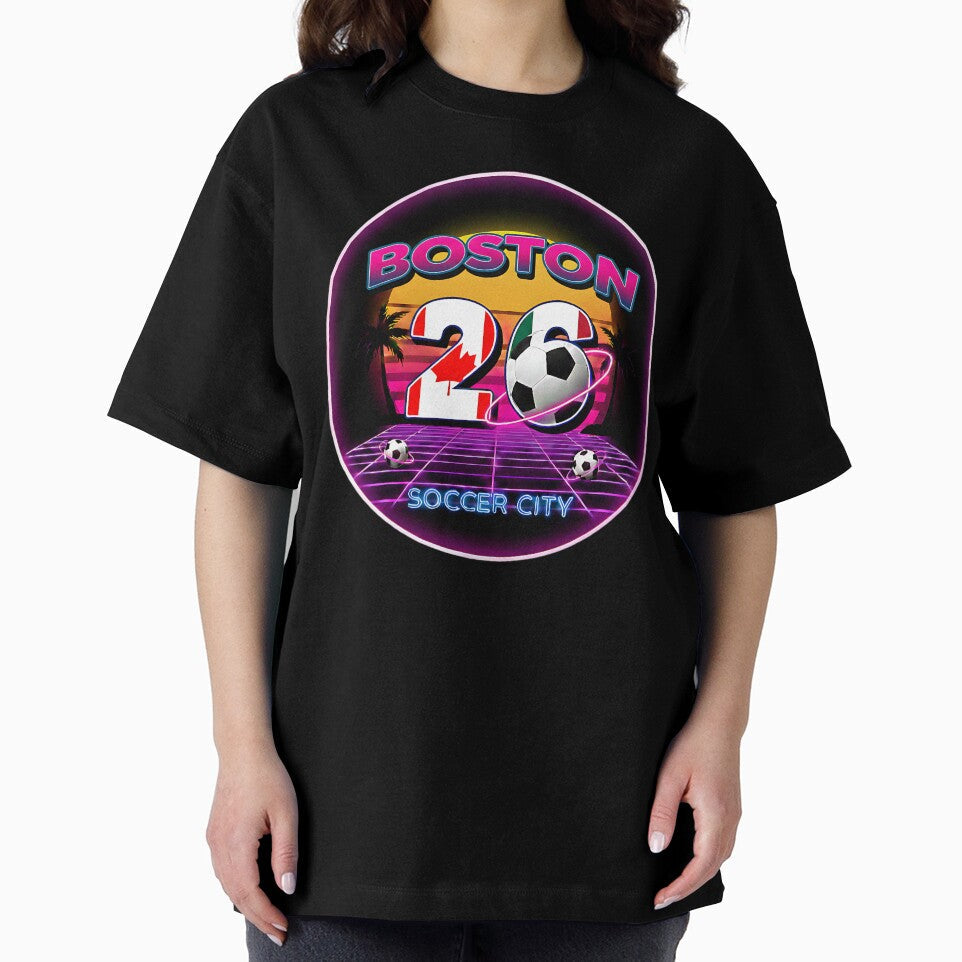 Retro Neon Boston Soccer City 2026 Emblem by Silent Watch Threads.