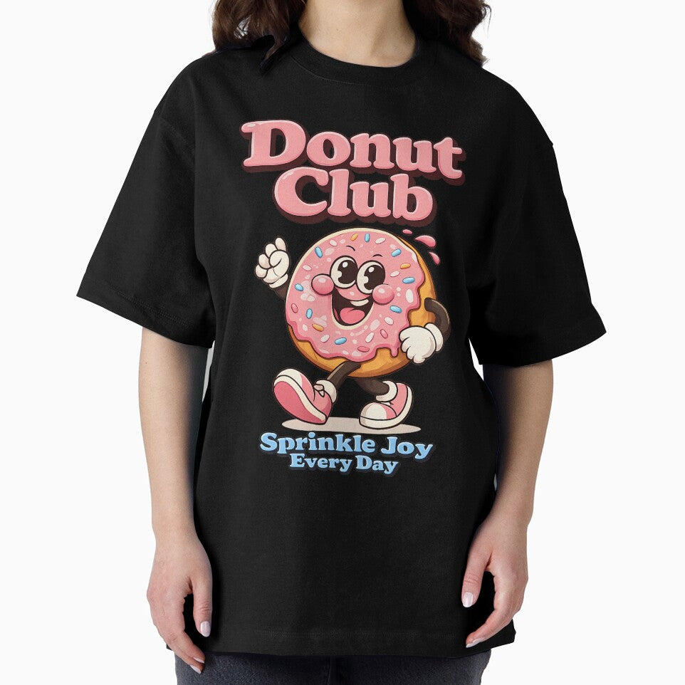 Donut Club Retro Cartoon Design | Cute Kawaii Dessert Streetwear T-Shirt by karim2556