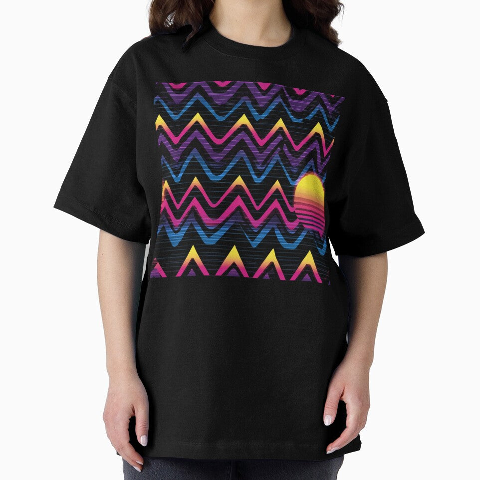 Synthwave Neon Zigzag Sunset 80s Aesthetic Pattern by NicolasGlowArt