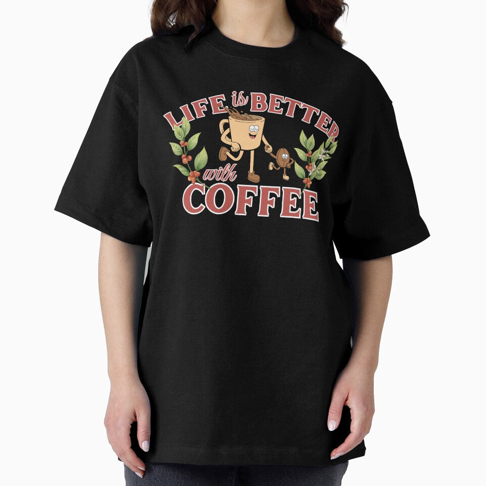 Life Is Better With Coffee Retro Cartoon Mascot Art by SilverSeaBKK