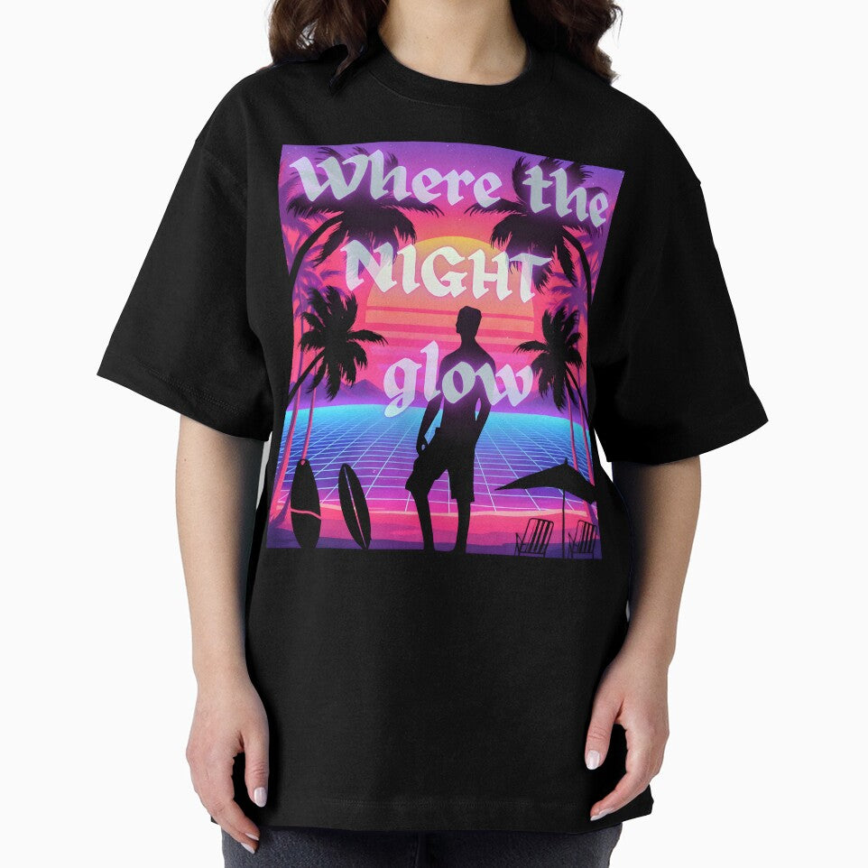 Where the Night Glow – Retro Sunset Vaporwave Beach Aesthetic by ArvionStudio
