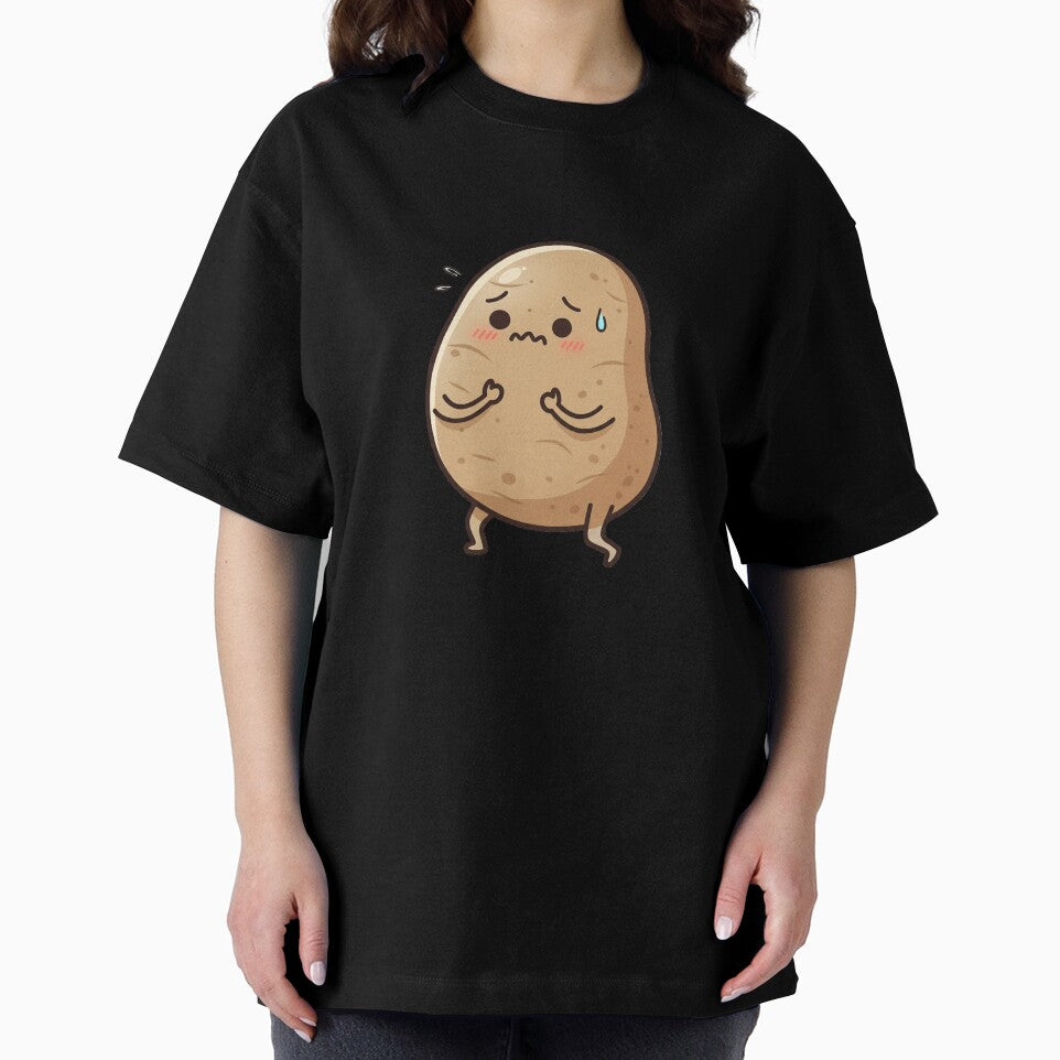 Worried Potato – Funny Anxiety Mascot Art Olive green by Strange Comforts