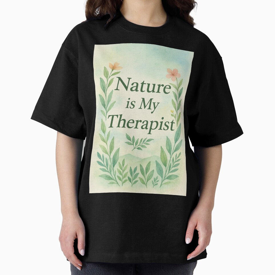 Nature Is My Therapist – Watercolor Calm Botanical Quote by astersgraphics