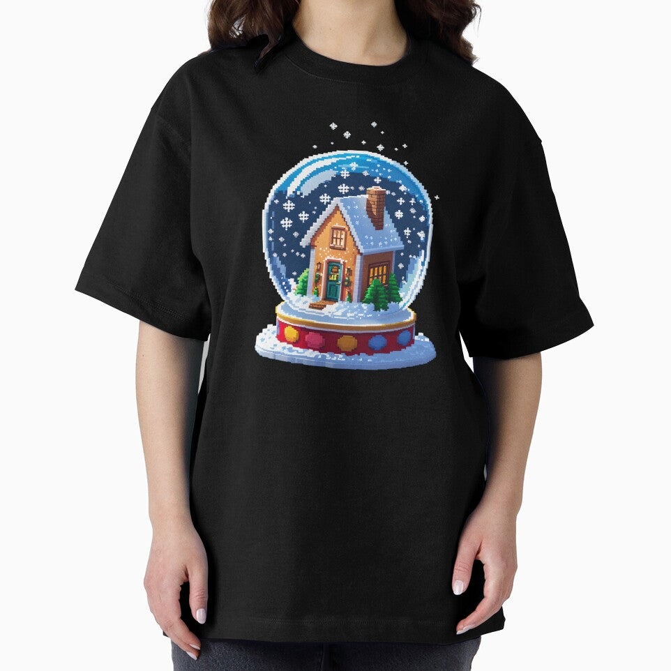 Cute Pixel Snow Globe with Mini House and Falling Snow by BankMano