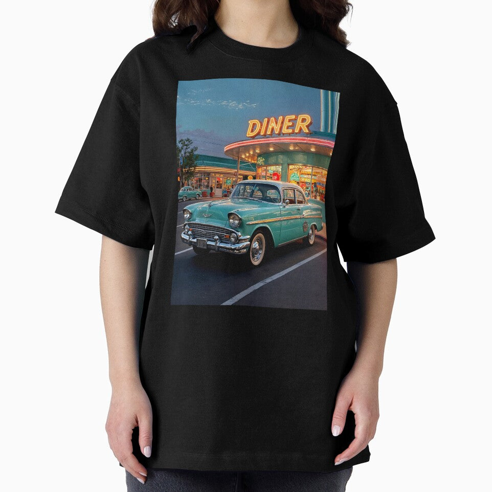 Neon Nights Drive-In – Retro 1950s Diner Car Art by MooLaLa.Store