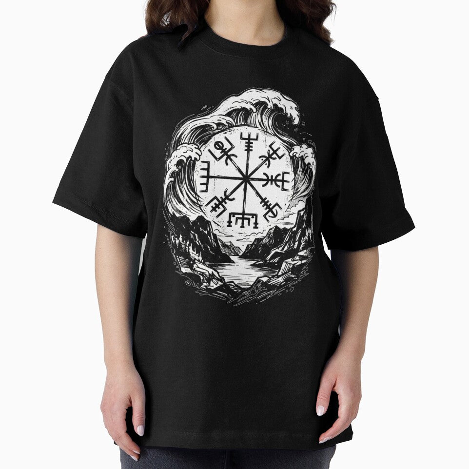 Vegvisir Viking Compass & Waves – Norwegian Fjord Tattoo Style by MystfjordTales