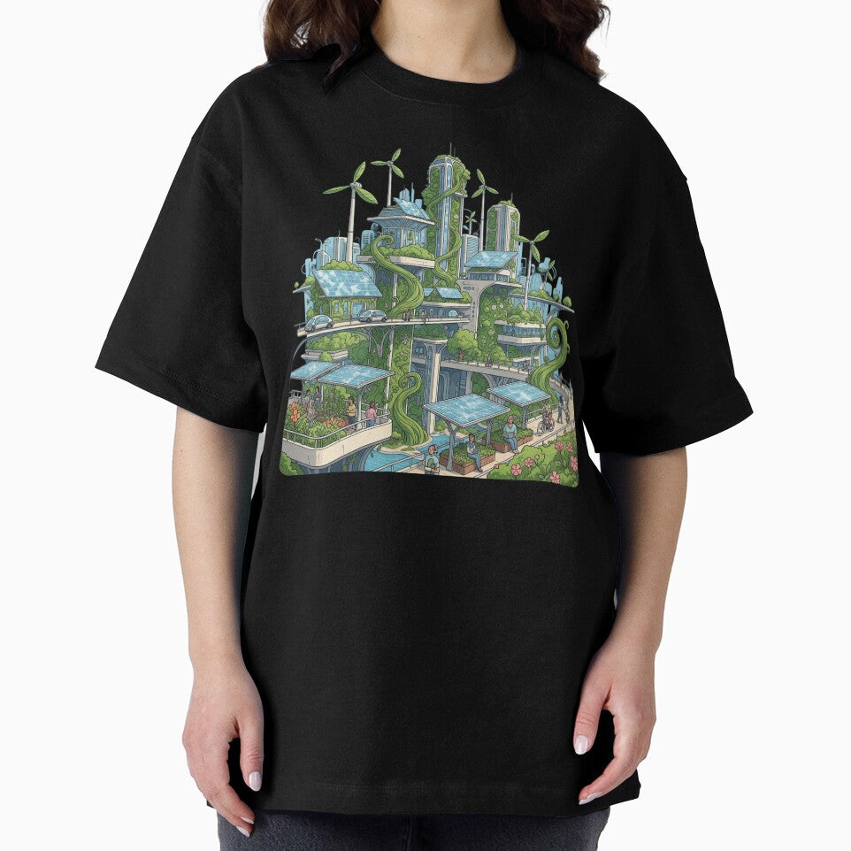 Solarpunk City Utopian Illustration climate action by SholoStudio