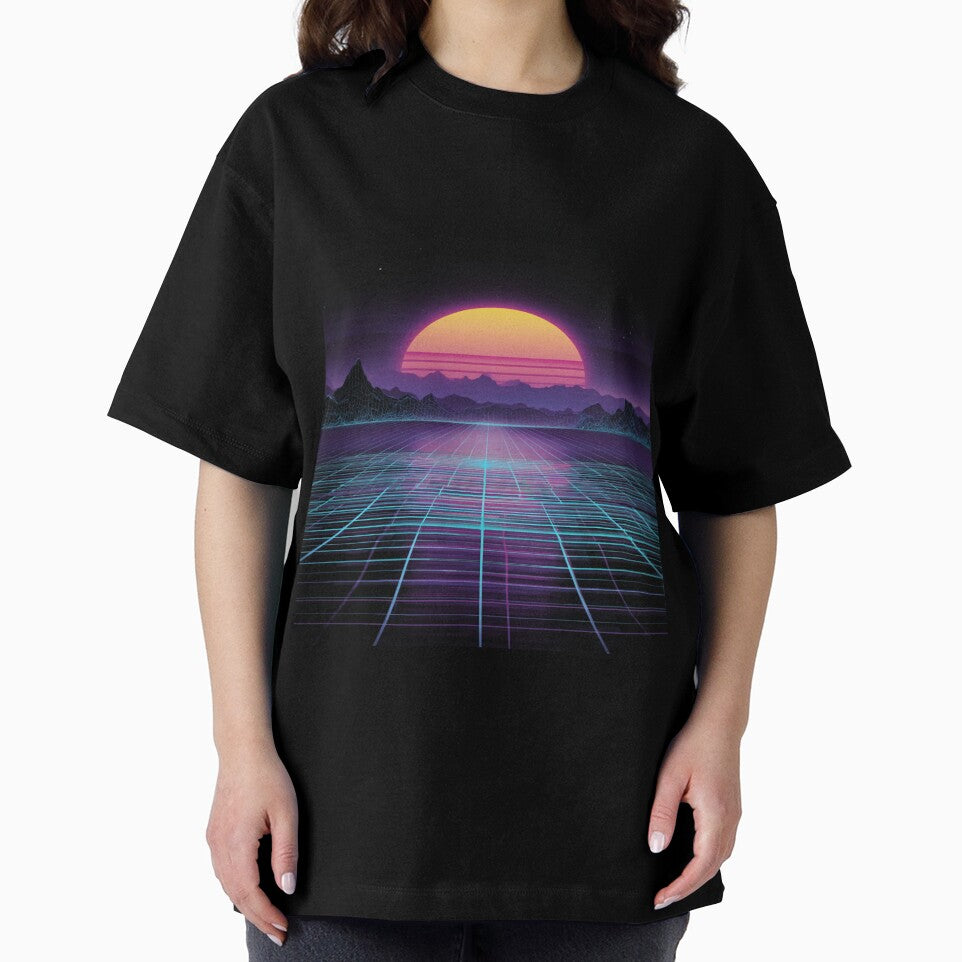 Retro Synthwave Sunset Grid 80s Aesthetic by NicolasGlowArt