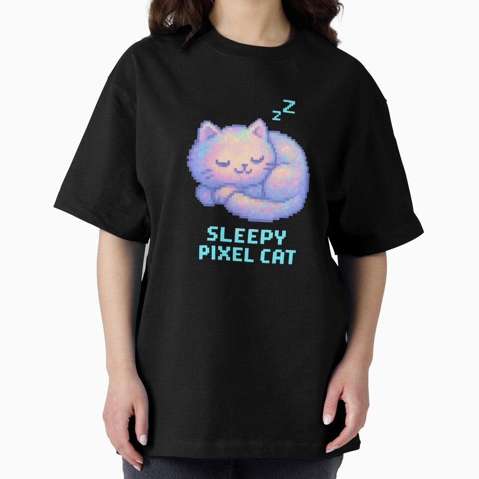 Sleepy Pixel Cat Sticker Pastel 8-Bit Retro by MysticArtisan