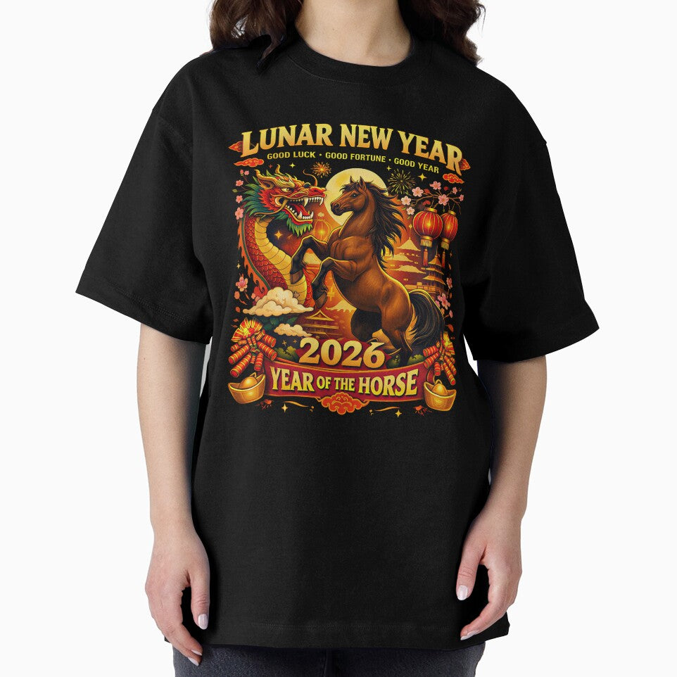 2026 Lunar New Year T-Shirt - Year of the Horse Chinese New Year Lucky Dragon Design by UrbanEchoHub
