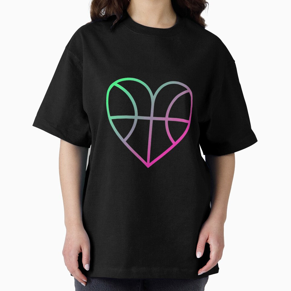 Minimalist Geometric Basketball Heart Shape Design by DripCultureLab