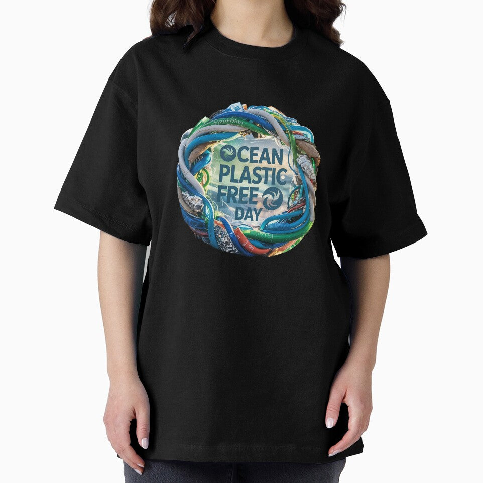 Ocean Plastic Free Day awareness campaign with earth surrounded by plastic waste by Creative88Art