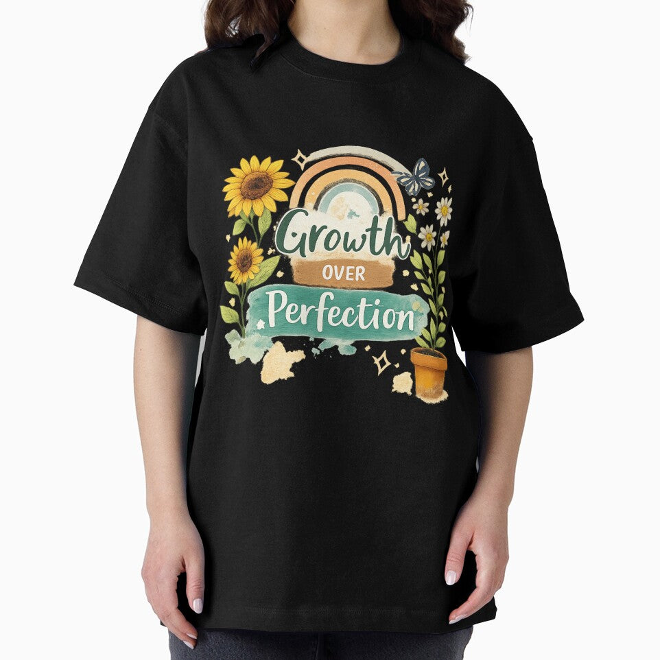 Growth Over Perfection – Hand Drawn Inspirational Quote | Self Love Art Design by B-M-Store