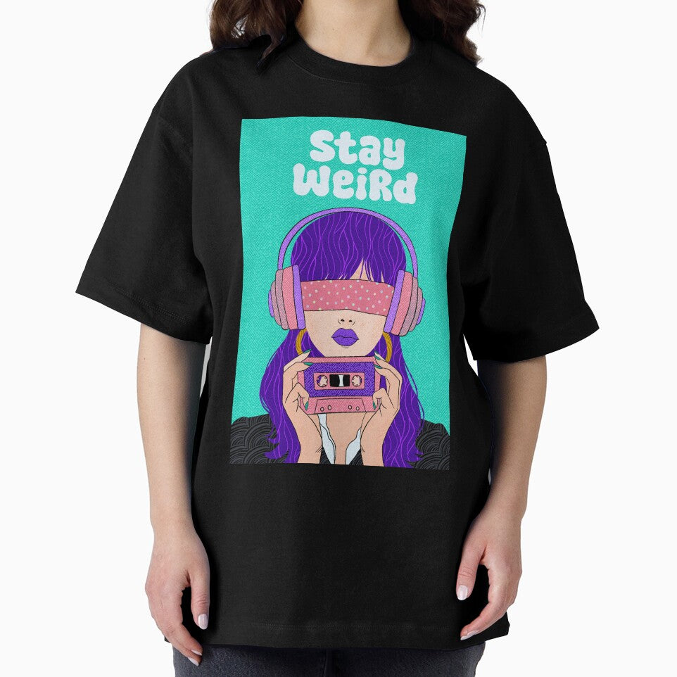 Stay Weird – Retro Pop Girl with Cassette by alenaboart