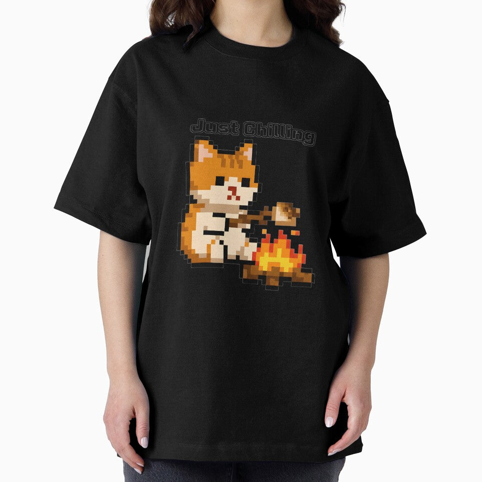 Cute Pixel Cat Campfire - Retro 8-Bit Pixel Art Cat Sprite by ArtisimoSHOP