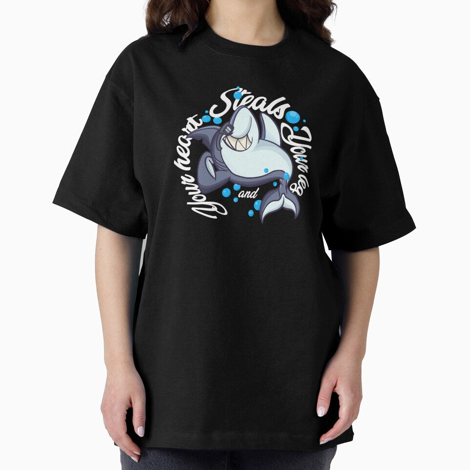 Steals your leg and your heart, Funny Zombie Shark, Shark Week pun, Summer by lucky-fern