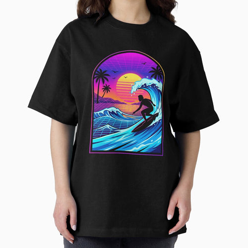 80s Retro Synthwave Surfer Neon Wave by TeNovaStudio