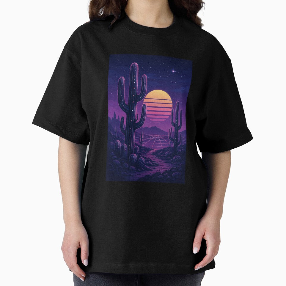 Synth-Cactus Colony – Vaporwave Sci-Fi Desert Art with Neon Flora by Domci