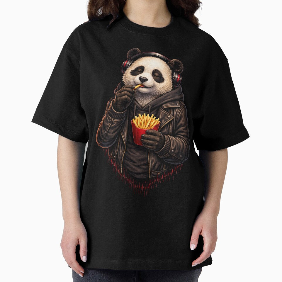 Chill Panda Eating Fries – Lo-Fi Streetwear Animal Illustration by ColorSplash123