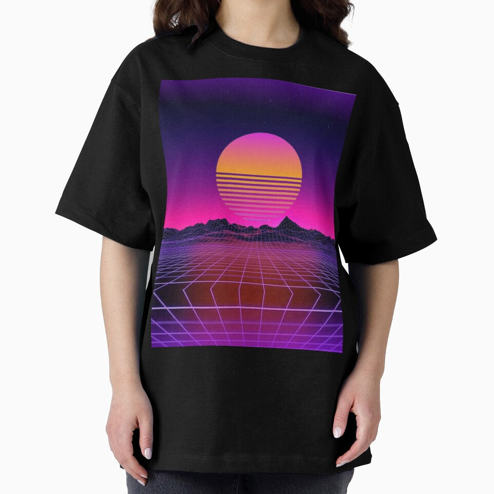 Retro Vaporwave Sunset – Synthwave Aesthetic Grid Art by EverbrightGoods