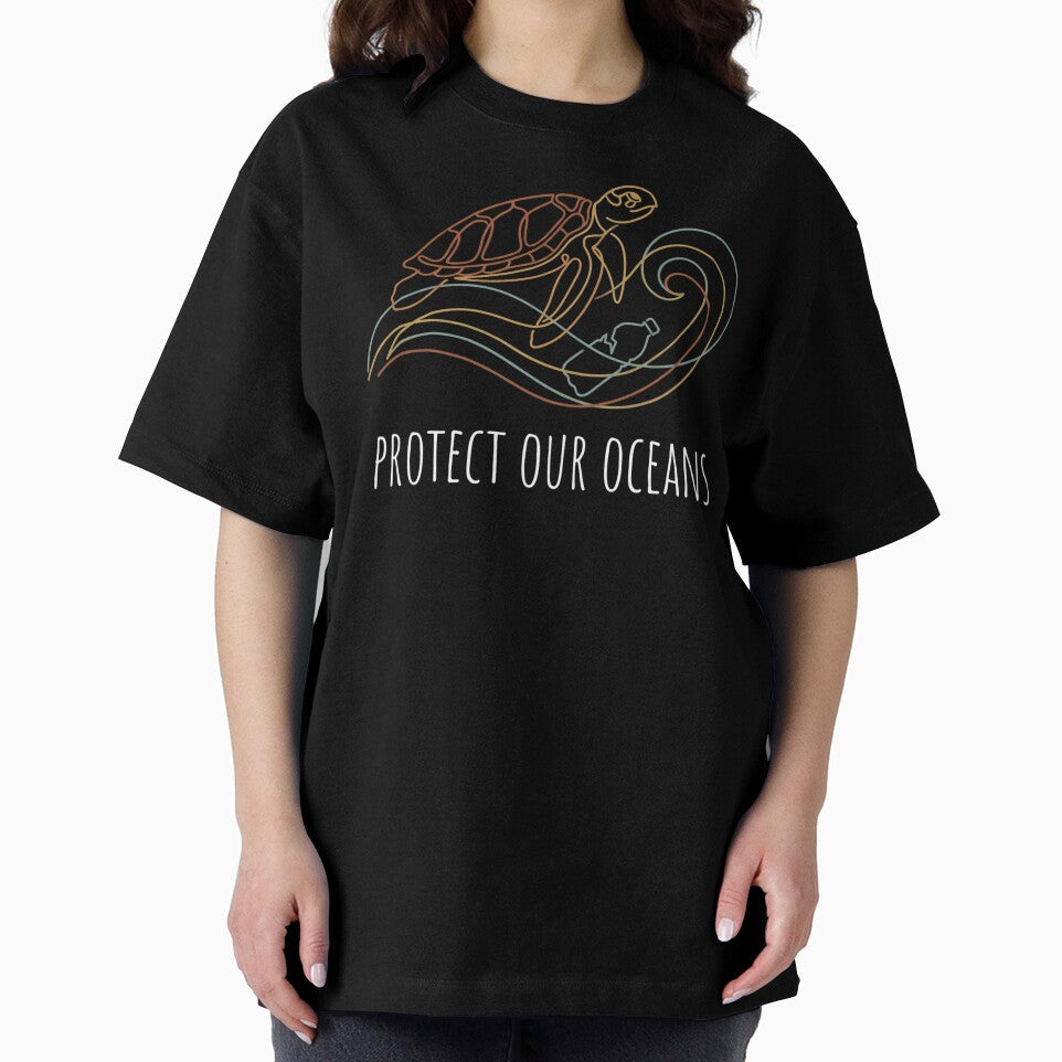Protect Our Ocean Sea Turtle Line Art hand drawn minimalist marine life by chattsuede