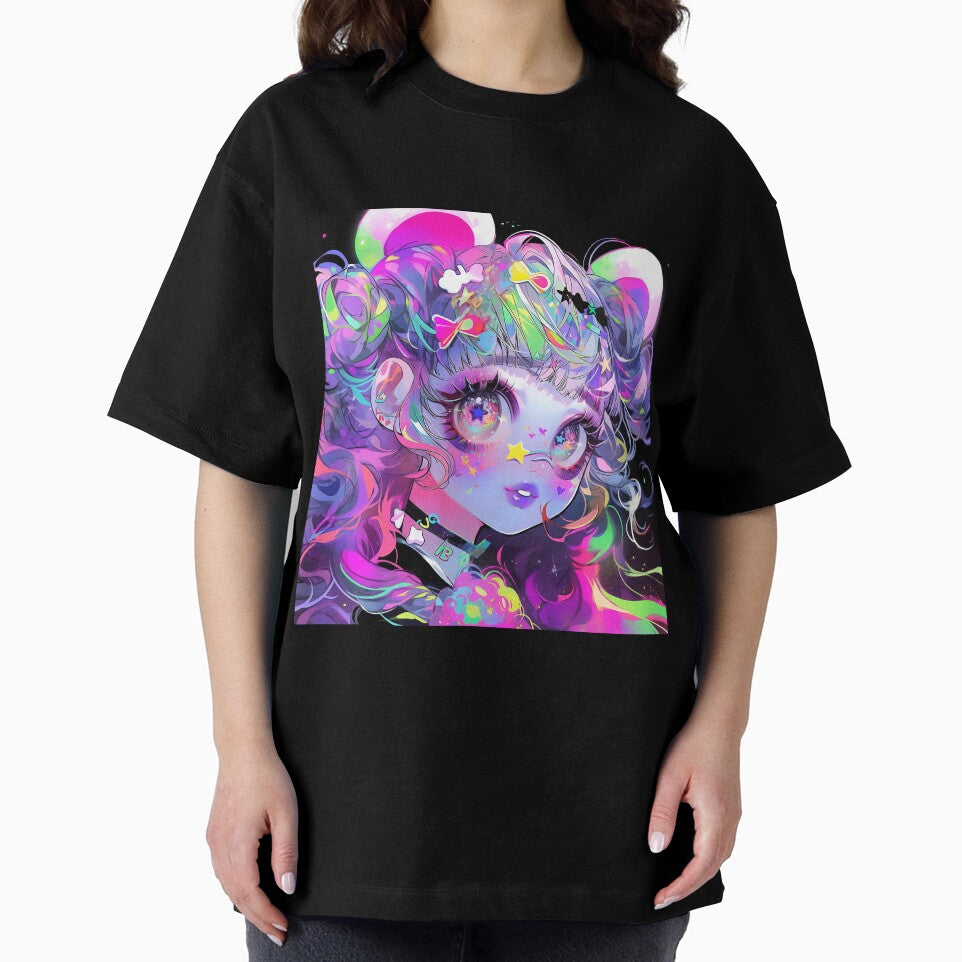 Neon Galaxy Anime Girl Aesthetic by bubblegoth