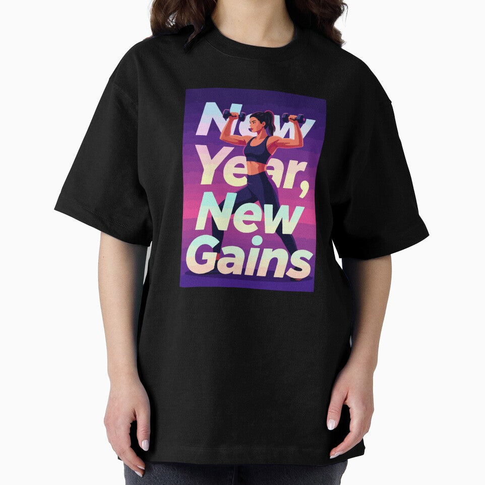 New Year New Gains - Female Fitness Motivation 2026 Women Weightlifting Gym Art by Design-Pro-21