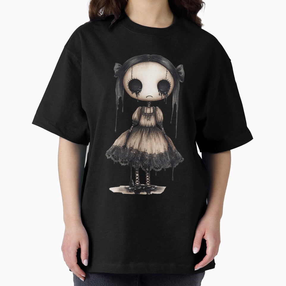 Creepy Cute Doll – Gothic Horror Art with Dripping Black Tears by DirtyDishCloth