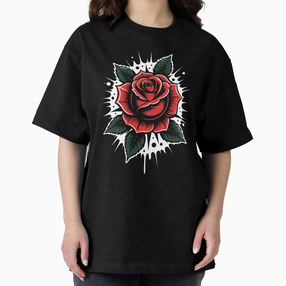 Rose Head Splatter Background Tattoo Art Gothic Floral by Say It With Ink