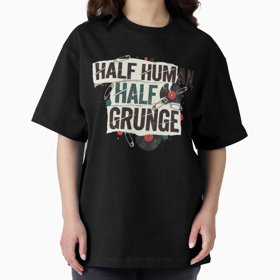 retro Grunge Music Lovers design Half Human Half Grunge Aesthetic 90s Alternative Retro by LuxeGraphix