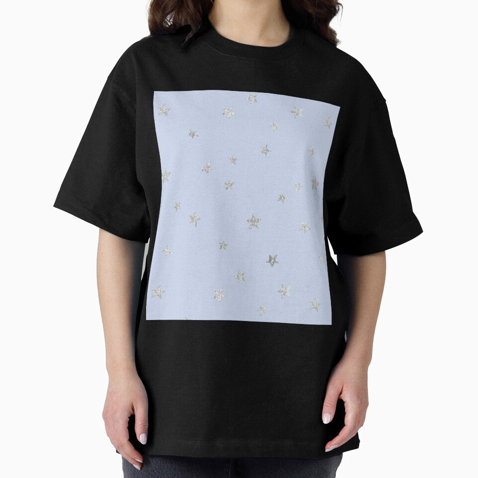 Pretty Y2K Glitter Stars Design in Baby Blue by Femme Pastel Collective
