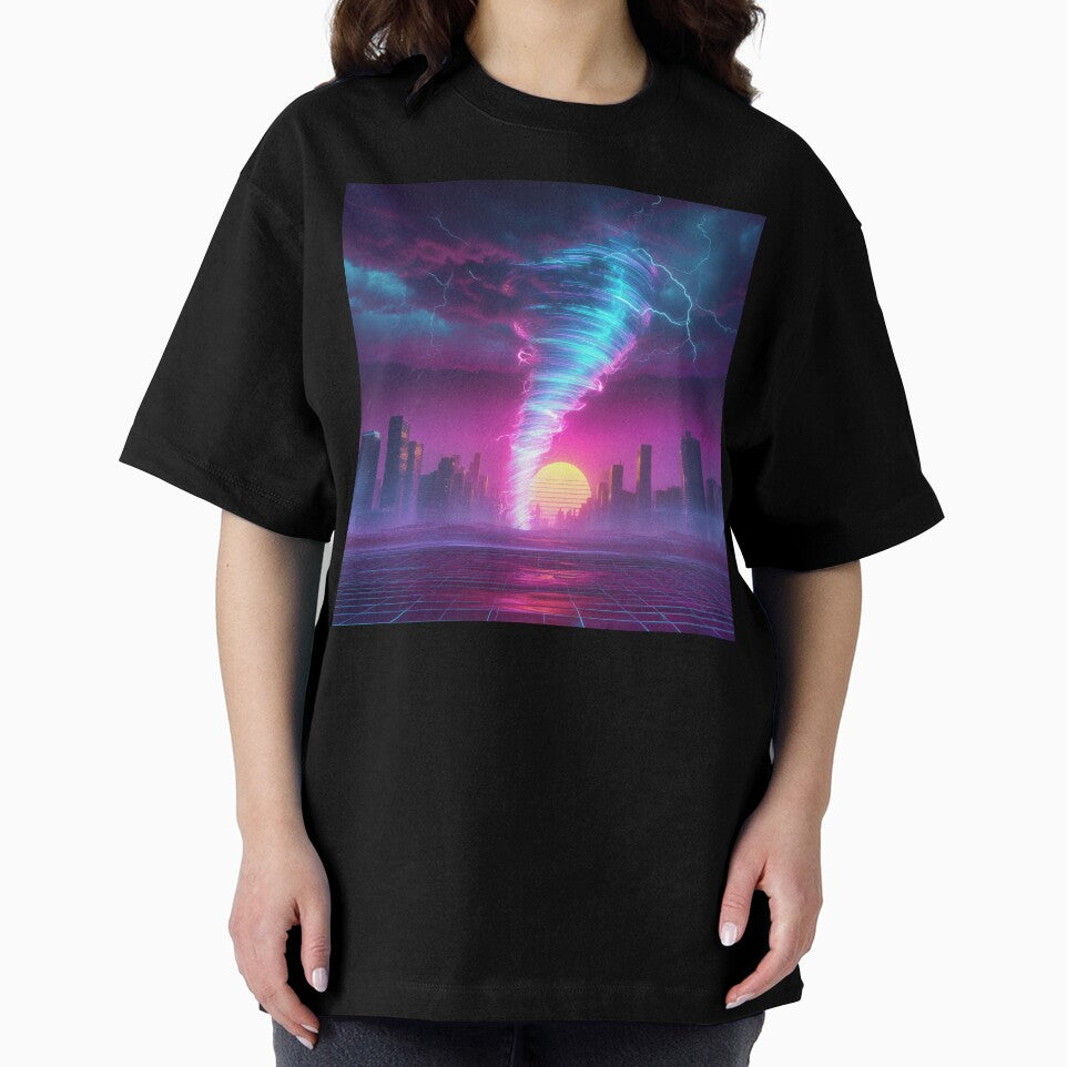 Neon Vortex Over Neon City by ArgentoArt