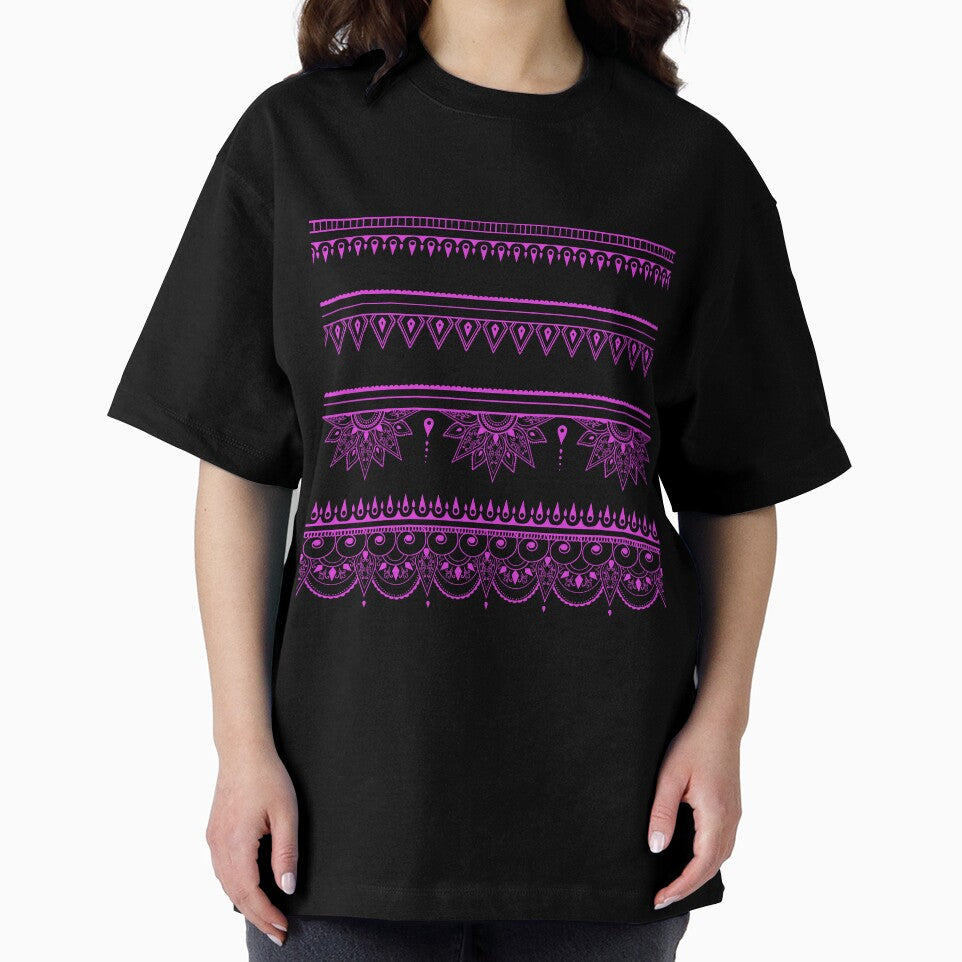 South asian patterns megenta on black by Chaoticzarts