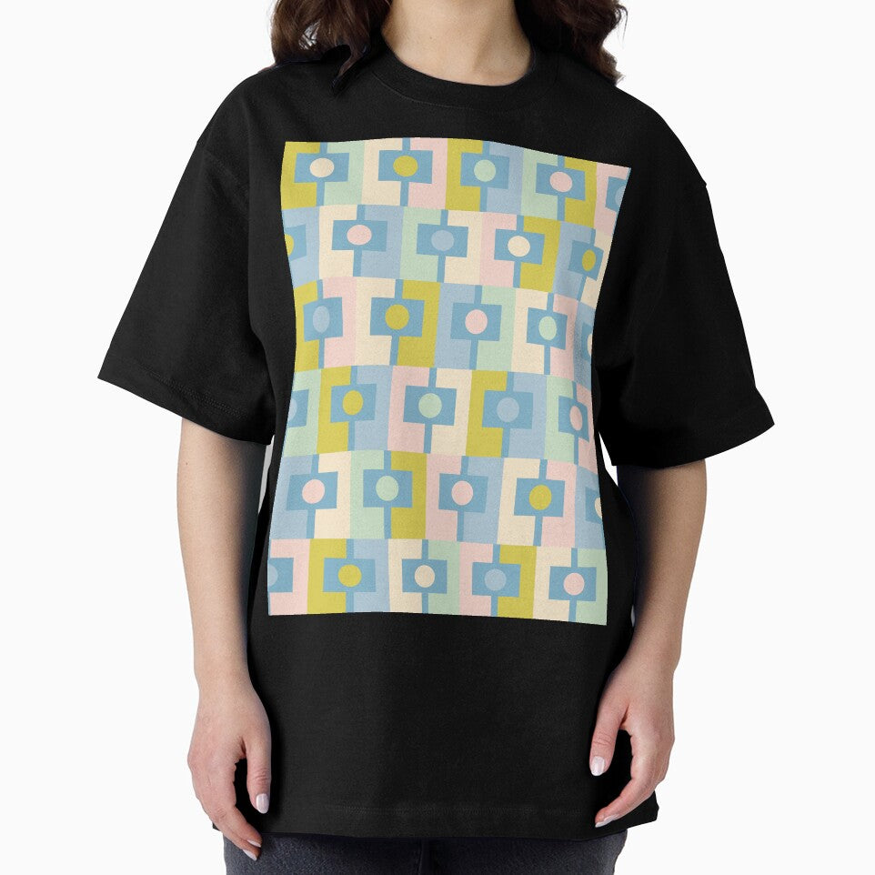 Mid Century Modern Rektangel Geometric Pattern in Pastel Blue Pink Chartreuse by kierkegaard